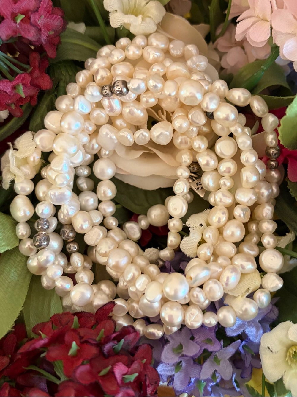 Silpada Sterling Silver Freshwater Pearl Goddess Stetch 7 Bracelet Set
